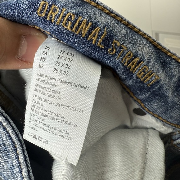 American Eagle Jeans Mens 29/32 (31/31) Blue Original Straight Extreme Flex - Picture 9 of 10